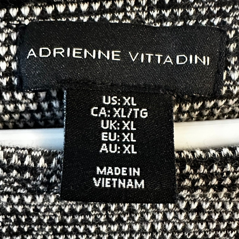 Adrienne Vittadini Black White‎ Textured Knit Shift Dress 3/4 Sleeve Pockets XL - Picture 3 of 5